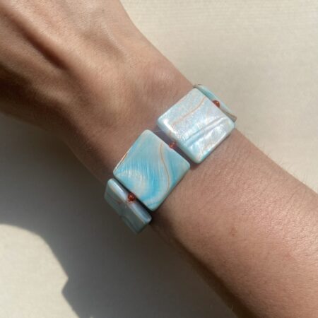 Abalone Shell Bracelet - Blue Squares