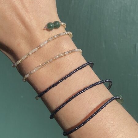 Yin & Yang + Moss Agate Wrap Bracelet