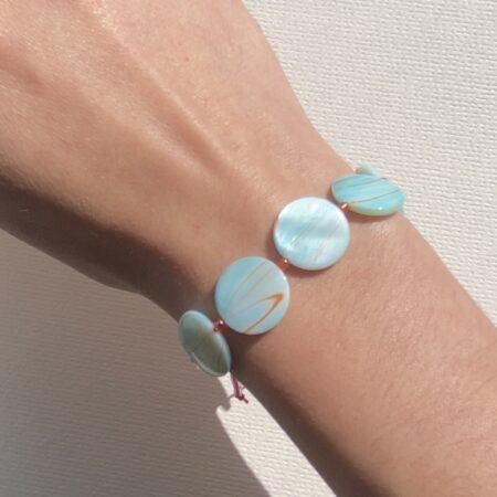Blue Circle Swirls - Abalone Shell Bracelet