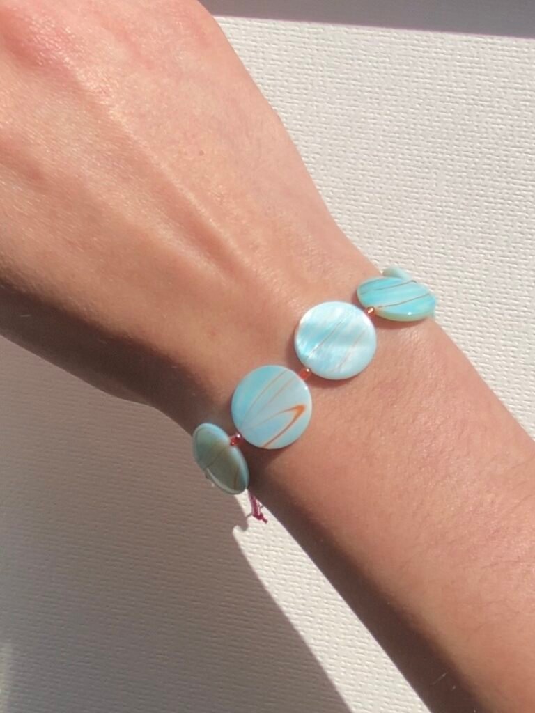 Blue Circle Swirls - Abalone Shell Bracelet