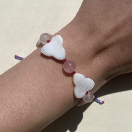 Lucky Butterfly - Mother of Pearl + Rose Quartz Bracelet
