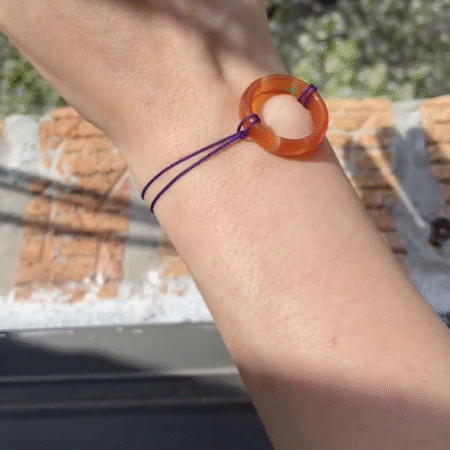 Circle Bracelet — Red Agate Ring on Purple Cord
