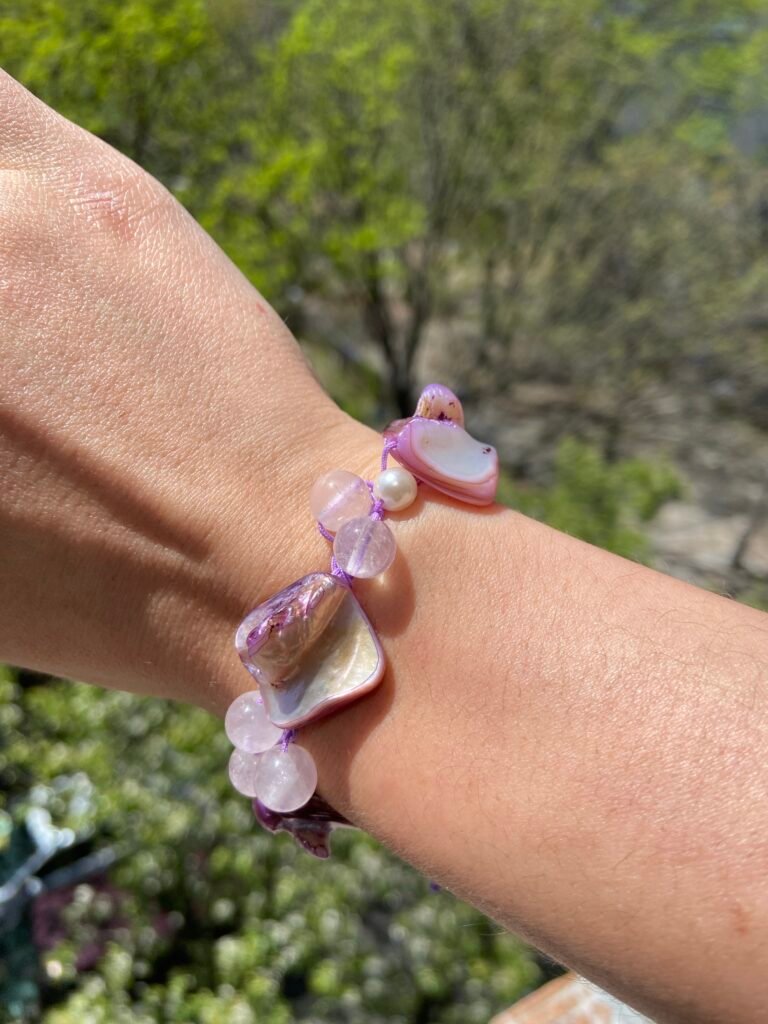Mermaid - Purple Abalone Shells + Quartz Bracelet