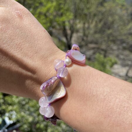 Mermaid - Purple Abalone Shells + Quartz Bracelet
