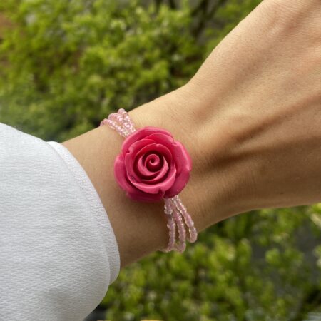 Rose Corsage - Pink Beaded Bracelet