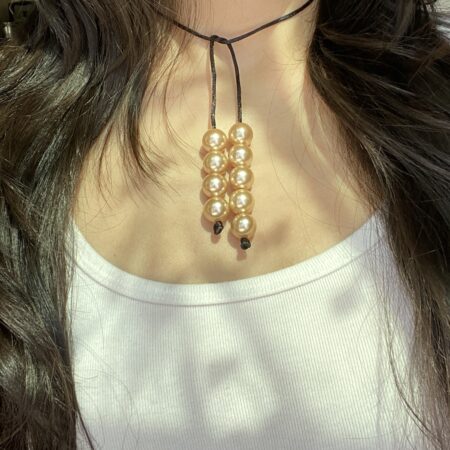 Bronze Globes - Beaded Tie Necklace